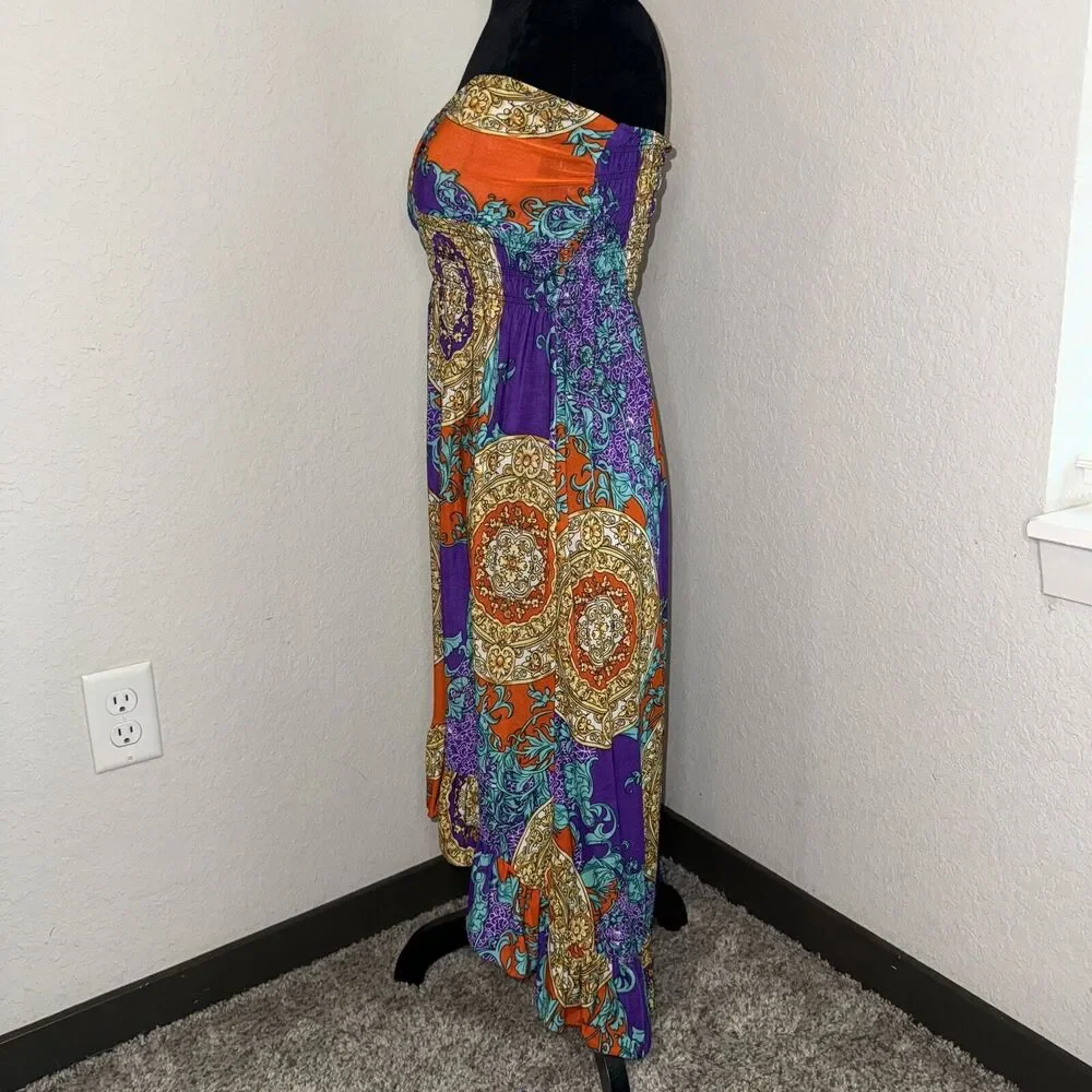 Shui Si Qing Fit & Flare Dress Women's Medium Multicolor Floral Off The Shoulder